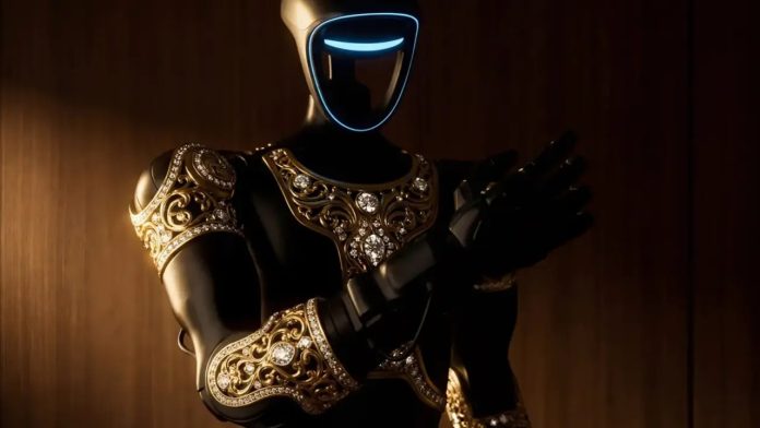 Altın kaplama insansı robot
