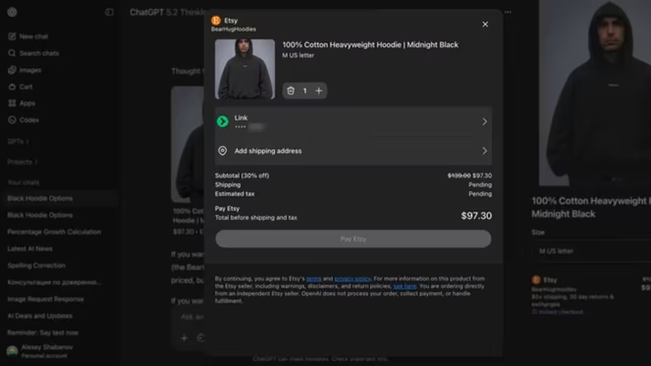 ChatGPT alışveriş sepeti