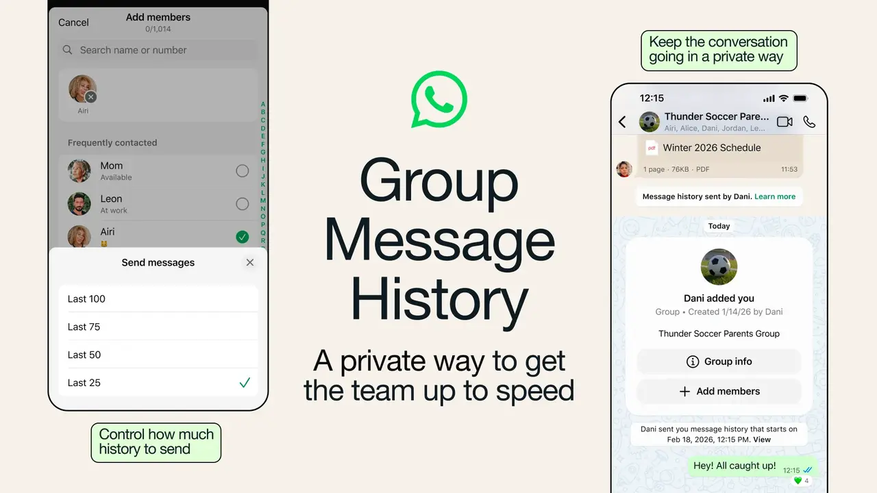 WhatsApp grup mesajı geçmişi