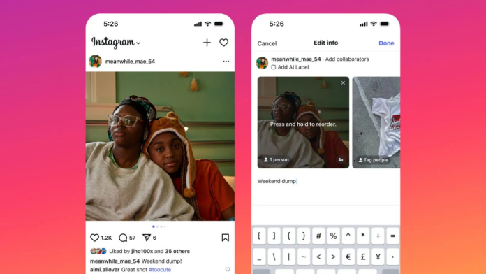 Instagram kaydırmalı post düzenleme