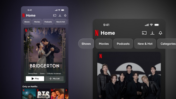 Netflix mobil arayüzü