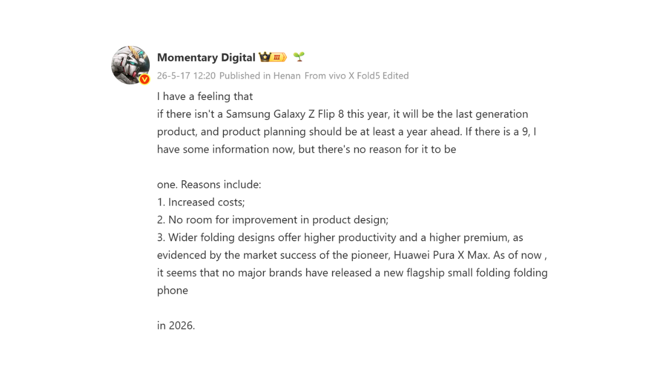 Galaxy Z Flip 9 iptal iddiası