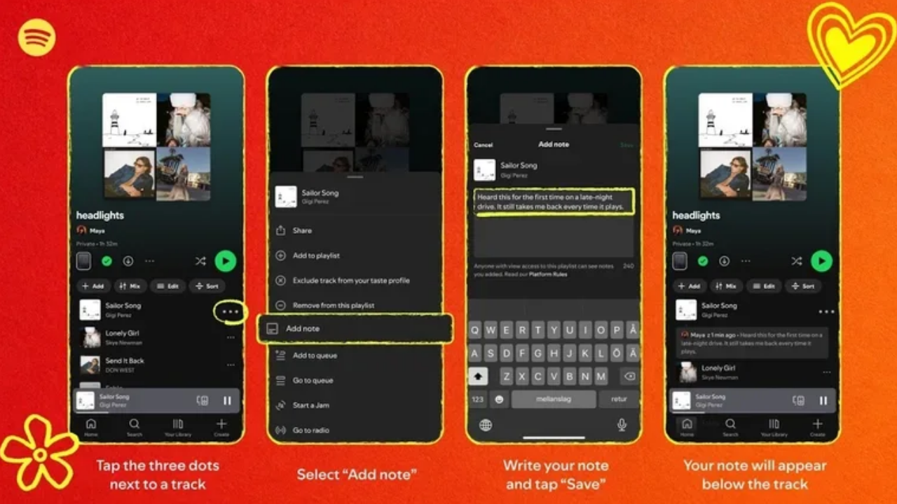 Spotify şarkılara not ekleme
