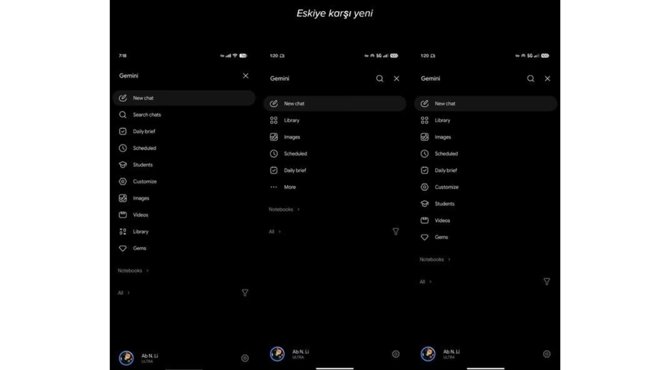 Gemini Android tasarımı