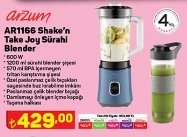 Arzum Shake'n Take Joy Sürahi Blender